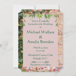 Painted Bricks Green Ivy Wedding Ticket Uitnodigin Kaart