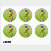 Painted Bunting (Passerina ciris) Male Perched Ronde Sticker (Vel)