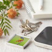 Painted Bunting (Passerina ciris) Male Perched Sleutelhanger (Zijkant)