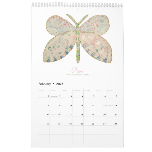 Painted Butterflies 2025 verticale kalender (Feb 2026)