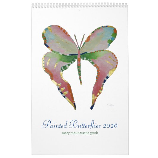 Painted Butterflies 2026 Verticale Kalender (Hoes)