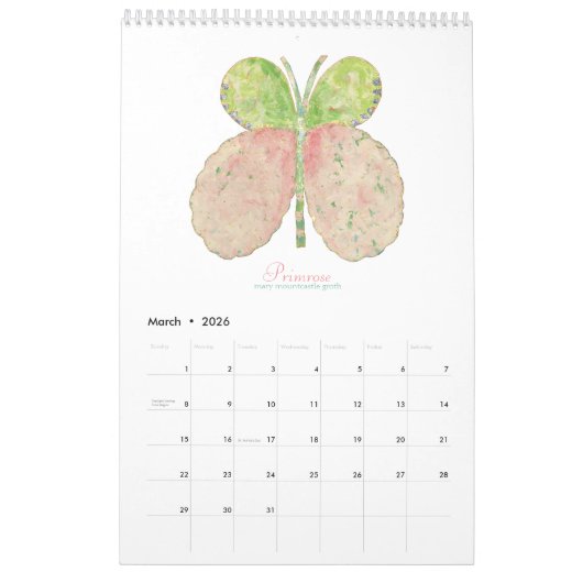 Painted Butterflies 2026 Verticale Kalender (Mar 2026)