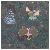Painted Butterflies Abstract Flowers Fabric Stof (Close Up)