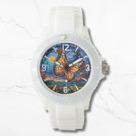 Painted Butterfly Starry Night Sky Elegant Womans Horloge<br><div class="desc">Painted Butterfly Starry Night Sky Elegant Womans Watches features a trendy colorful painted butterfly with the moon and stars in the background. Created by Evco Studio www.zazzle.com/store/evcostudio</div>