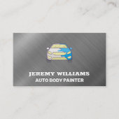 Painted Car Logo | Metallic geborstelde achtergron Visitekaartje (Voorkant)