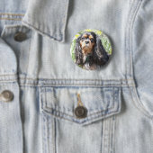 Painted Cavalier King Charles Spaniel Ronde Button 5,7 Cm (In situ)