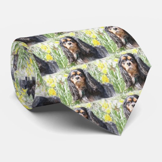 Painted Cavalier King Charles Spaniel Stropdas (Opgerold)
