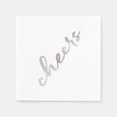 Painted Cheers Faux Zilveren Folie Nieuwjaar serve Servetten (Voorkant)