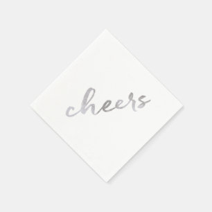Painted Cheers Faux Zilveren Folie Nieuwjaar serve Servetten