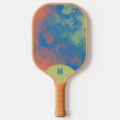 Painted Clouds Green Blue Pink Monogram  Pickleball Paddle (Voorkant)