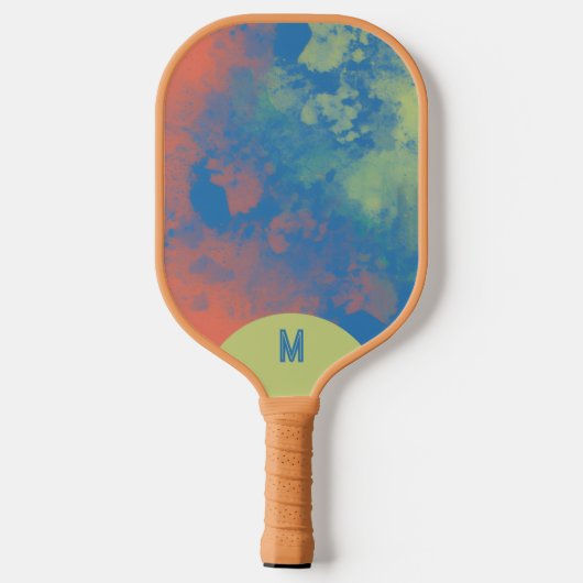 Painted Clouds Green Blue Pink Monogram  Pickleball Paddle (Achterkant)