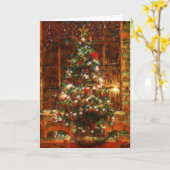 Painted cosy scene Christmas card Kaart (Gele Bloem)