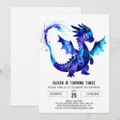 Painted Custom Dragon Digital Boy Birthday Kaart (Voorkant / Achterkant)