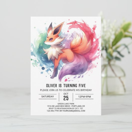 Painted Custom Fox Verjaardag Kaart (Staand voorkant)