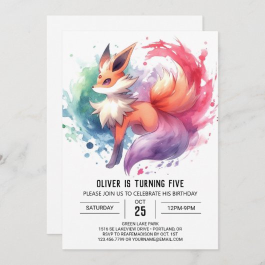 Painted Custom Fox Verjaardag Kaart (Voorkant / Achterkant)