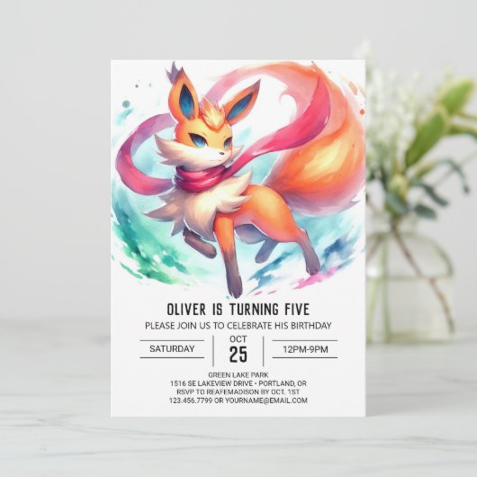 Painted Custom Fox Verjaardag Kaart (Staand voorkant)