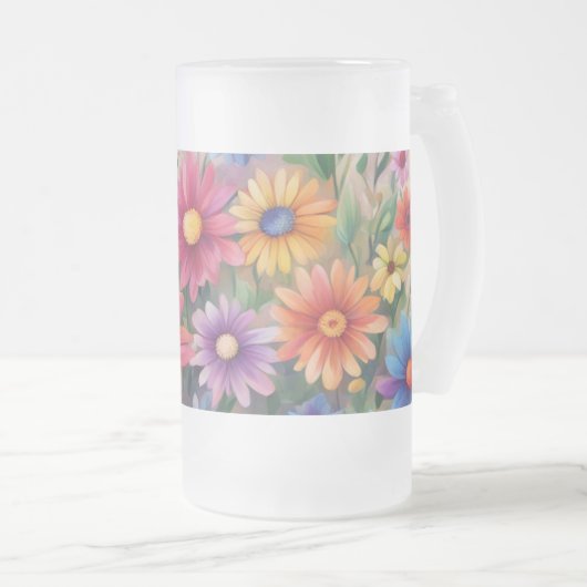 Painted Daisies - Matglas Bierpul (Voorkant rechts)