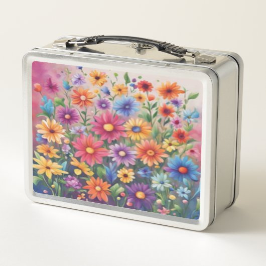 Painted Daisies - Metalen lunchbox (Achterkant)