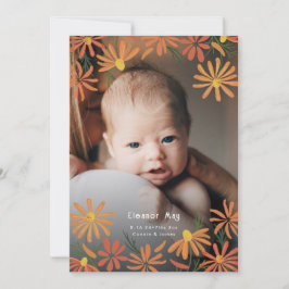 Painted Daisies Photo Birth Aankondiging