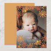 Painted Daisies Photo Birth Aankondiging (Voorkant / Achterkant)