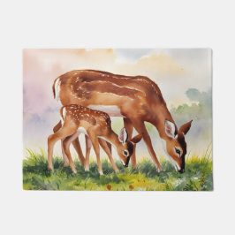 Painted Deer Mom and Baby Deurmat
