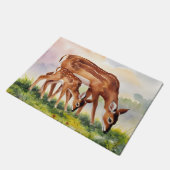 Painted Deer Mom and Baby Deurmat (Schuin)
