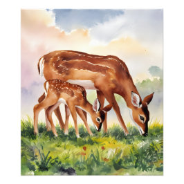 Painted Deer Mom and Baby Foto Afdruk