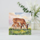 Painted Deer Mom and Baby Kaart (Staand voorkant)