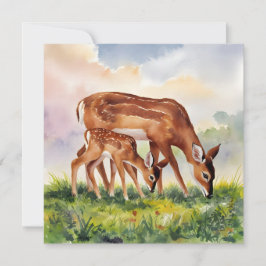 Painted Deer Mom and Baby Kaart