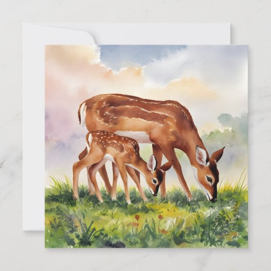 Painted Deer Mom and Baby Kaart (Voorkant)