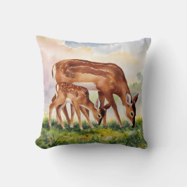 Painted Deer Mom and Baby Kussen