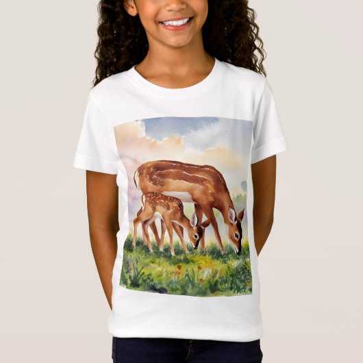 Painted Deer Mom and Baby T-shirt (Voorkant)