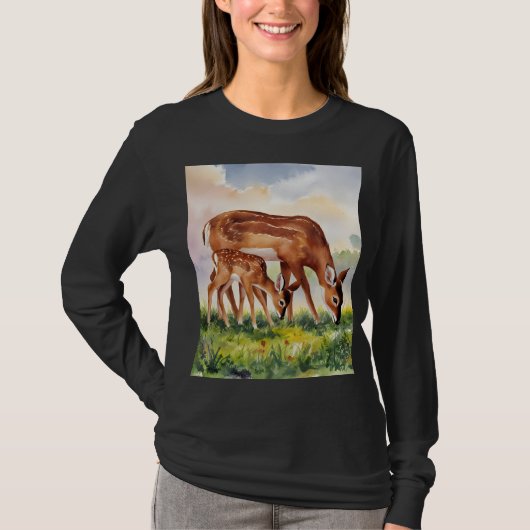 Painted Deer Mom and Baby T-shirt (Voorkant)