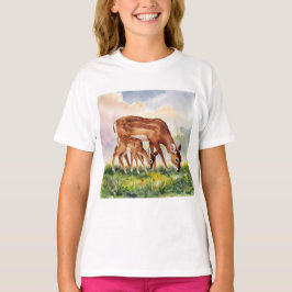 Painted Deer Mom and Baby T-shirt