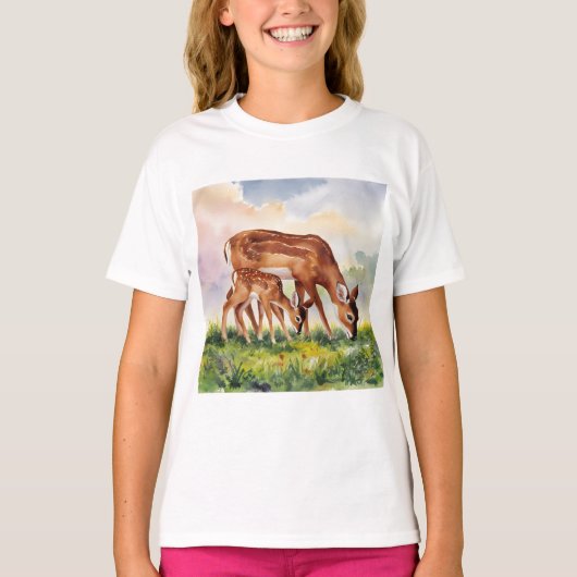 Painted Deer Mom and Baby T-shirt (Voorkant)