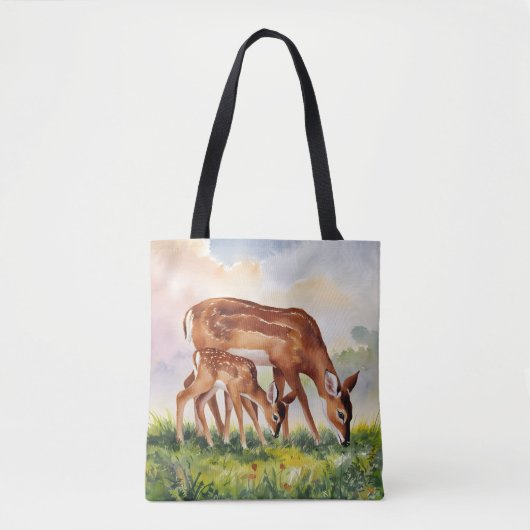 Painted Deer Mom and Baby Tote Bag (Voorkant)