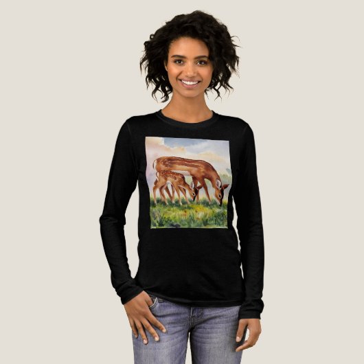 Painted Deer Mom and Baby Tri-Blend Shirt (Voorkant)