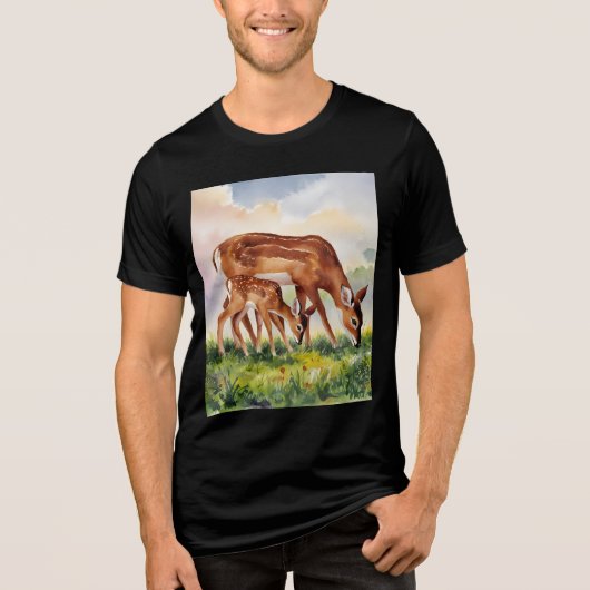 Painted Deer Mom and Baby Tri-Blend Shirt (Voorkant)