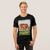 Painted Deer Mom and Baby Tri-Blend Shirt (Voorkant volledig)