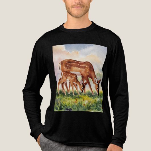 Painted Deer Mom and Baby Tri-Blend Shirt (Voorkant volledig)