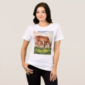 Painted Deer Mom and Baby Tri-Blend Shirt (Voorkant volledig)