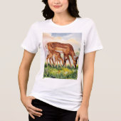 Painted Deer Mom and Baby Tri-Blend Shirt (Voorkant)