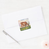 Painted Deer Mom and Baby Vierkante Sticker (Envelop)