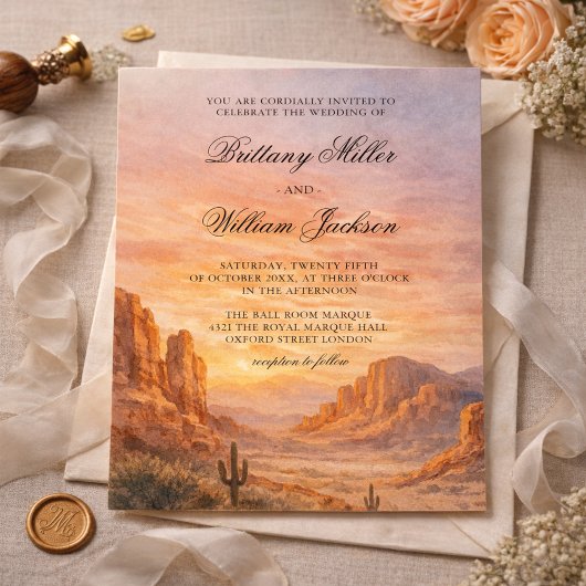 Painted Desert Landscape Wedding Invitation Kaart