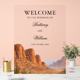 Painted Desert Landscape Welcome Wedding  Acryl Bord