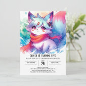 Painted Digital Fox Verjaardag Kaart (Staand voorkant)