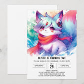 Painted Digital Fox Verjaardag Kaart (Voorkant / Achterkant)