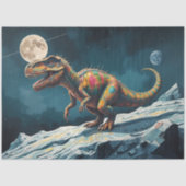 Painted Dinosaur Under Moonlight Pop Surreal Tissuepapier (Voorkant)