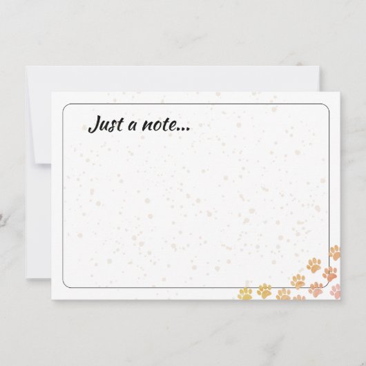 Painted Dog Paw Prints Watercolor Just a Note  Notitiekaartje (Voorkant)