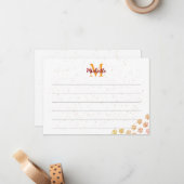 Painted Dog Paw Prints Watercolor Lined Monogram Notitiekaartje (Voorkant / Achterkant in situ)